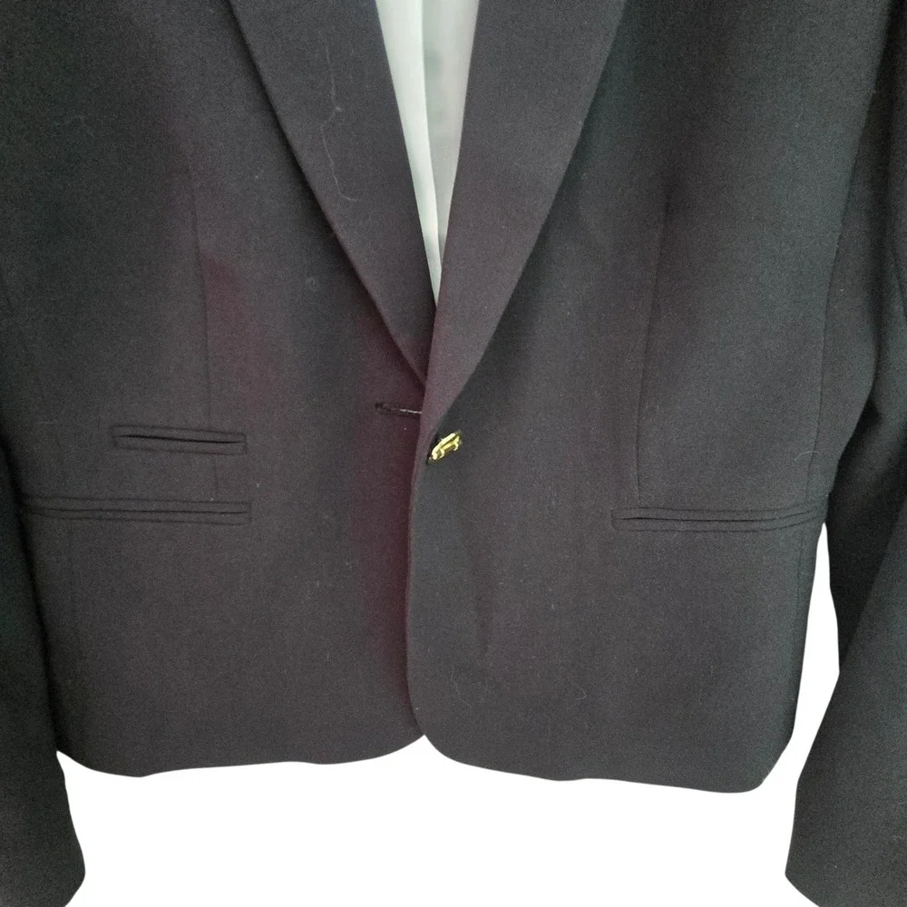 Tahari Arthur S Levine Womens Black Single Button Blazer Career Academia‎ Size 8